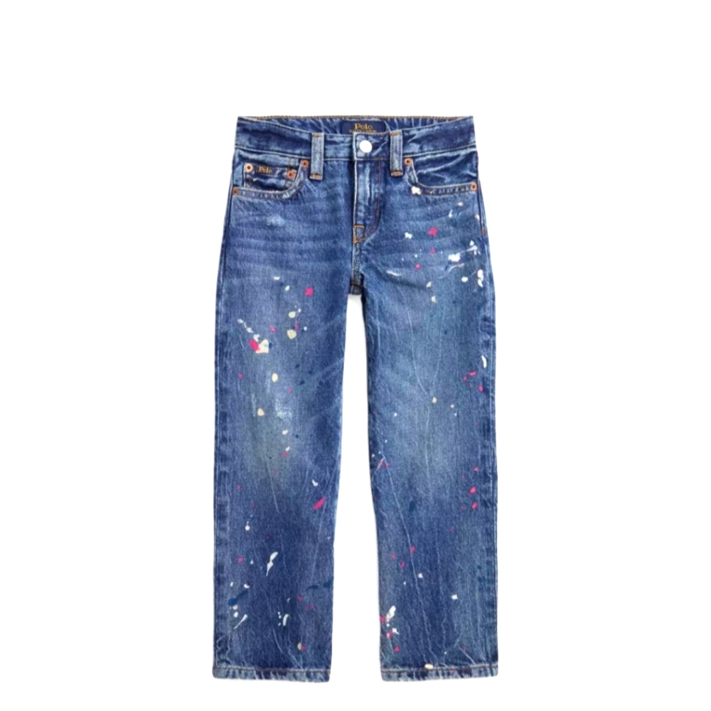 Girls Size 7 Polo Ralph Lauren High-Rise Straight Paint-Splatter Jean